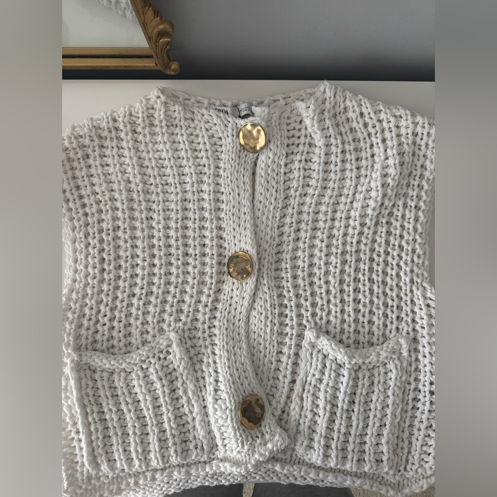 Zara White Chunky Knit Top - Picture 2 of 3